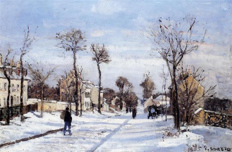 Straße im Schnee - Louveciennes - 1870