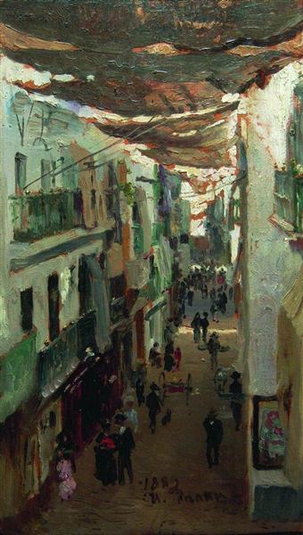 Calle De Las Serpientes En Sevilla - 1883