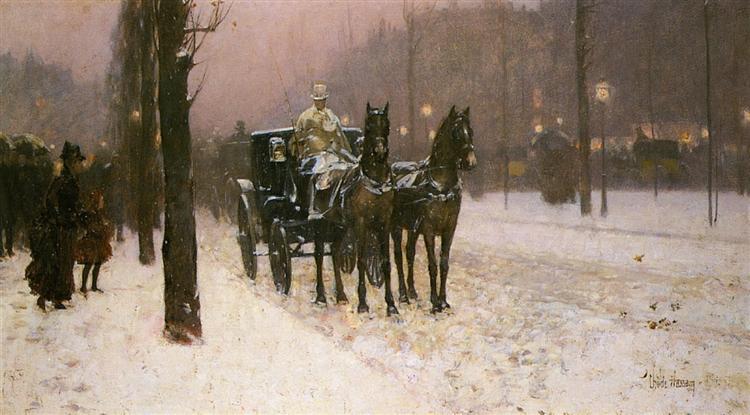 Straatscène met Hansom Cab - 1887