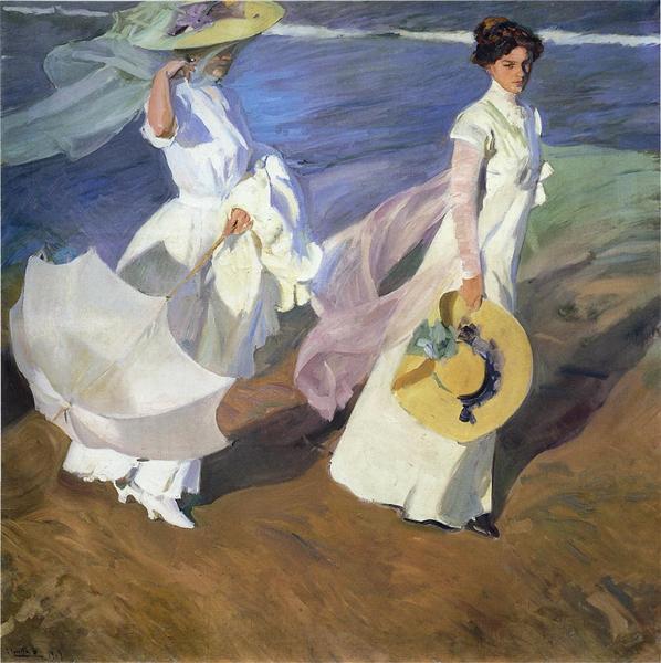 Walking along the seashore - 1909