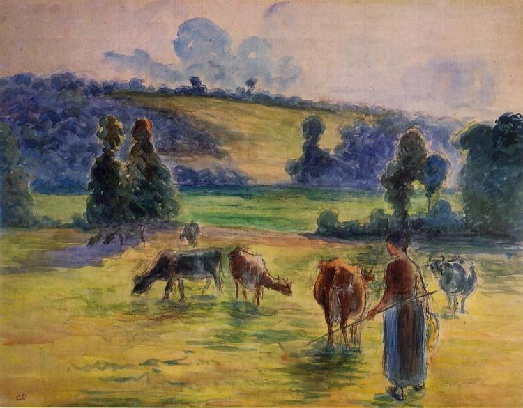 Studie pro 'Grazing of Eragny' - 1884