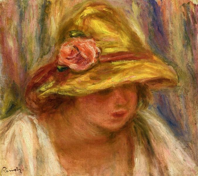 Étude d'une femme avec un chapeau jaune