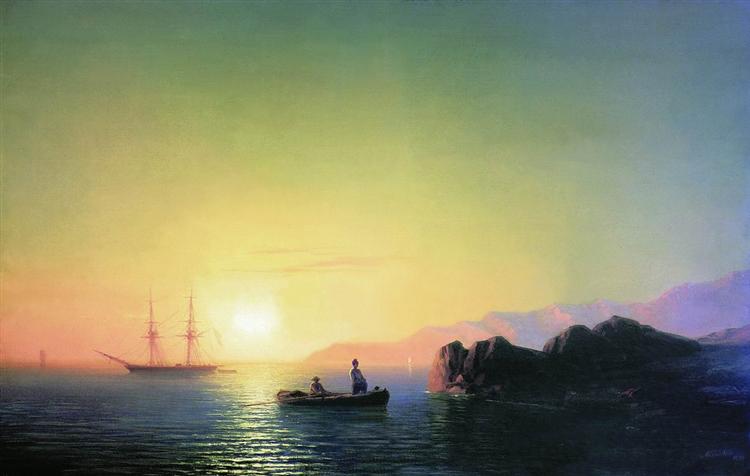 Coucher de soleil sur la côte de la Crimée - 1856