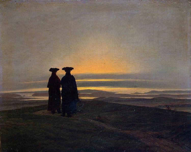 Paesaggio notturno con due uomini - 1835