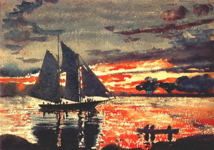 Fire at sunset - 1880