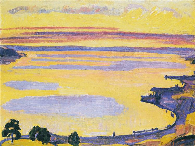 Sunset at Lake Leman od Caux - 1917