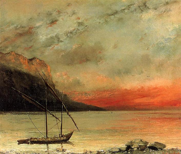 Puesta De Sol Sobre El Lago Leman - 1874