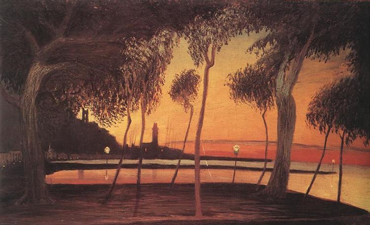 Coucher de soleil sur la baie de Naples - 1901