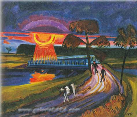 Puesta De Sol Sobre El Puente Azul - 1922