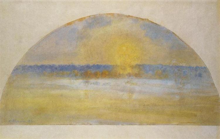 Puesta De Sol Con Niebla - Eragny - 1890