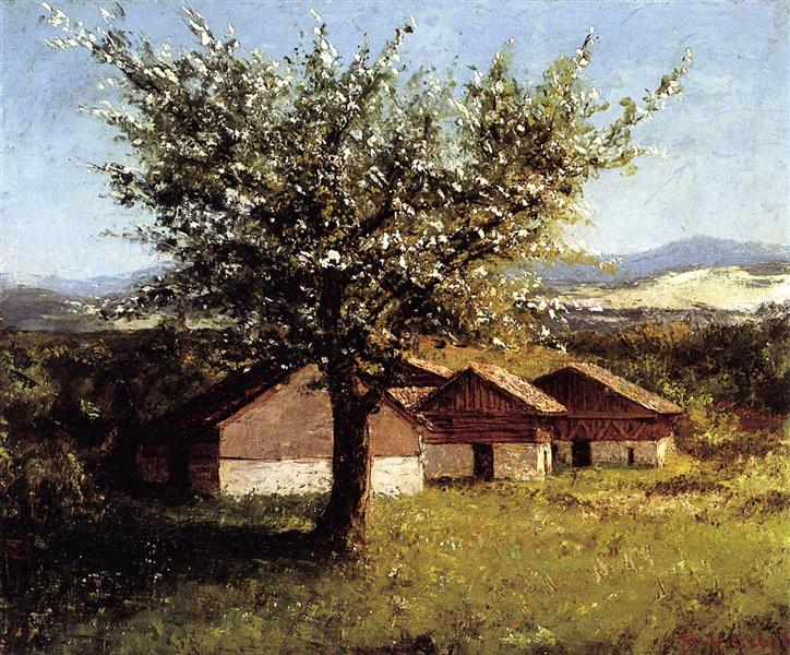 Swiss landscape with flower apple - 1876