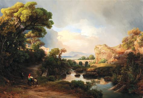 Un vaste paysage avec une famille qui rentre chez elle - 1847