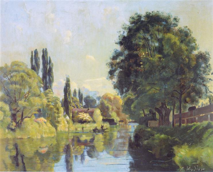 Aare -kanalen nær Thun - 1879