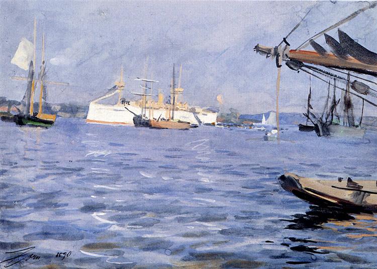 Baltimore Schlachtschiff im Hafen von Stockholm - 1890