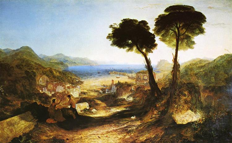 Baiae -bugten - med Apollo og La Sibila - 1823