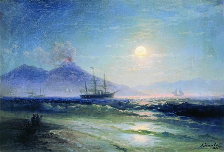 Naples bay at night - 1895