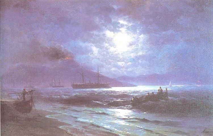 Napoli Bay al chiaro di luna - 1892