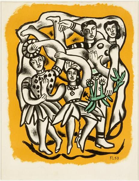 Les danseurs (fond jaune) - 1954