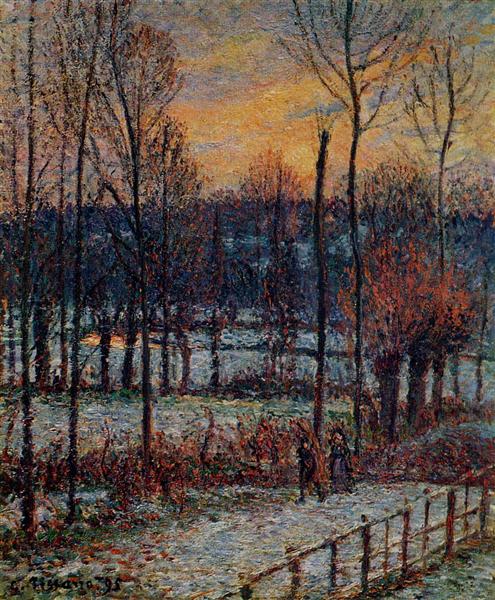 El Efecto De La Nieve - Puesta De Sol - Eragny - 1895