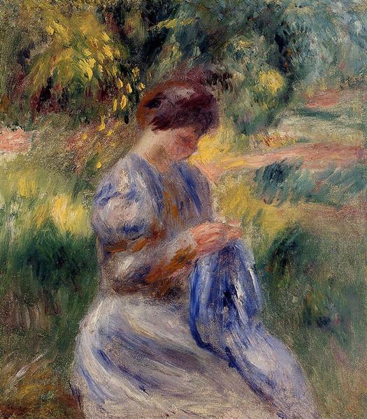 La broderie (femme broder dans un jardin) - 1898