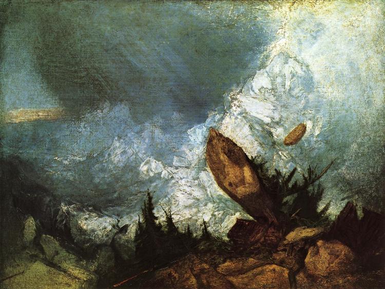 La chute d'une avalanche dans le gris - 1810