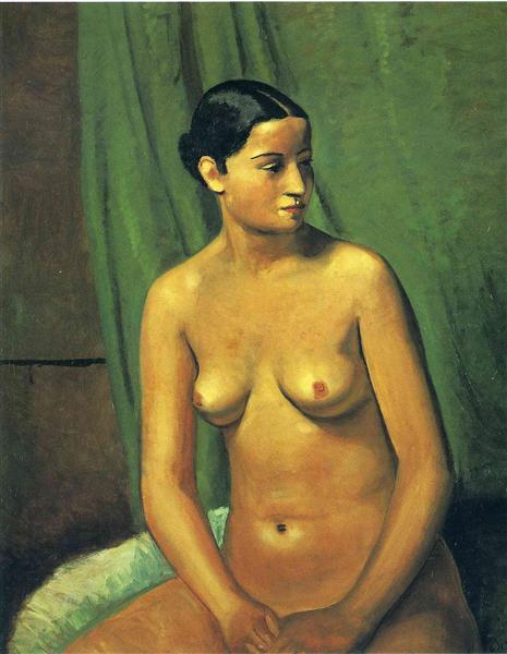 El Desnudo Femenino Delante De Un Tapiz Verde - 1923