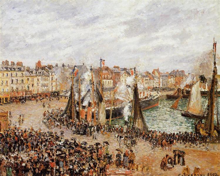 Der Fischmarkt - Dieppe - Graue Zeit - morgen - 1902