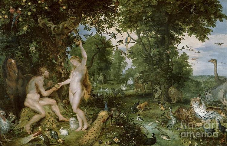 Il giardino dell'Eden con la caduta dell'uomo