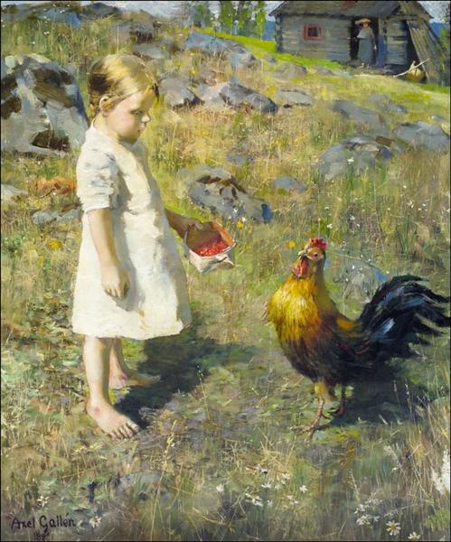 The girl and the rooster - 1886