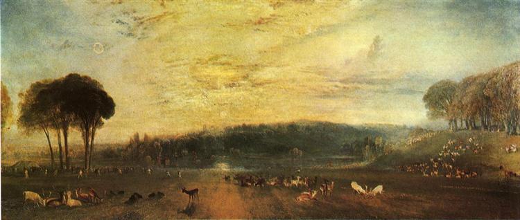 The Lake - Petworth Sunset - Fighting Bucks - 1829