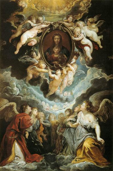 La Madonna Della Vallicella verehrt von Serafinen y Querubines - 1608