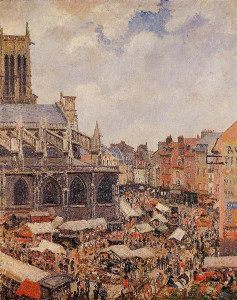 El Mercado Que Rodea La Iglesia De Saint-Jacques - Dieppe - 1901