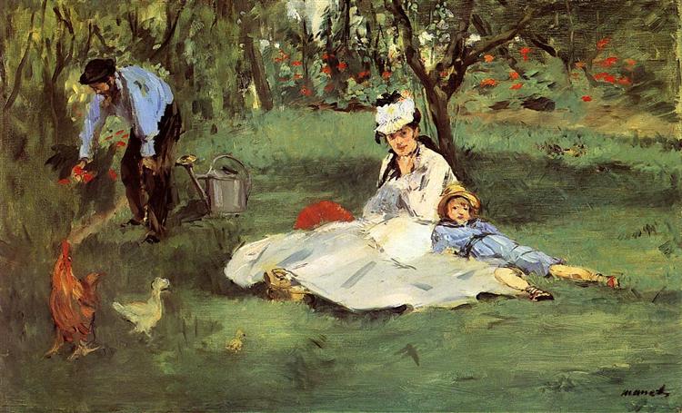 La Familia Monet En Su Jardín De Argenteuil - 1874