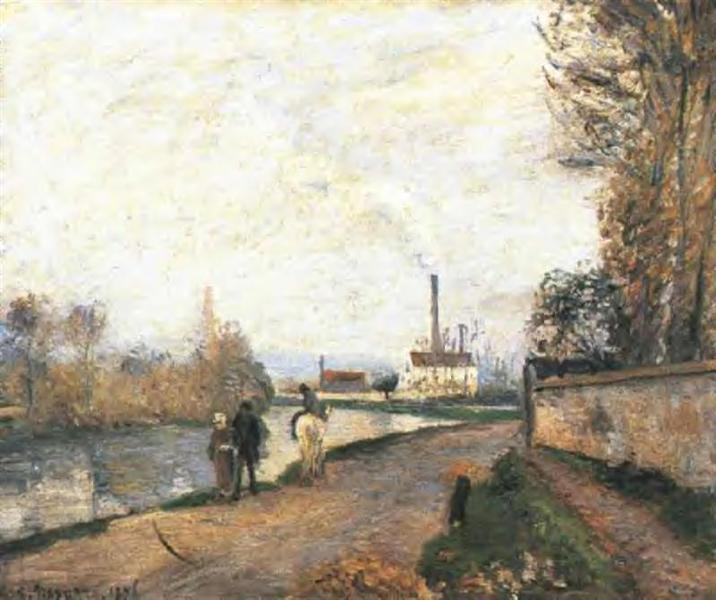 The Oise in Pontoise with bad weather - 1876