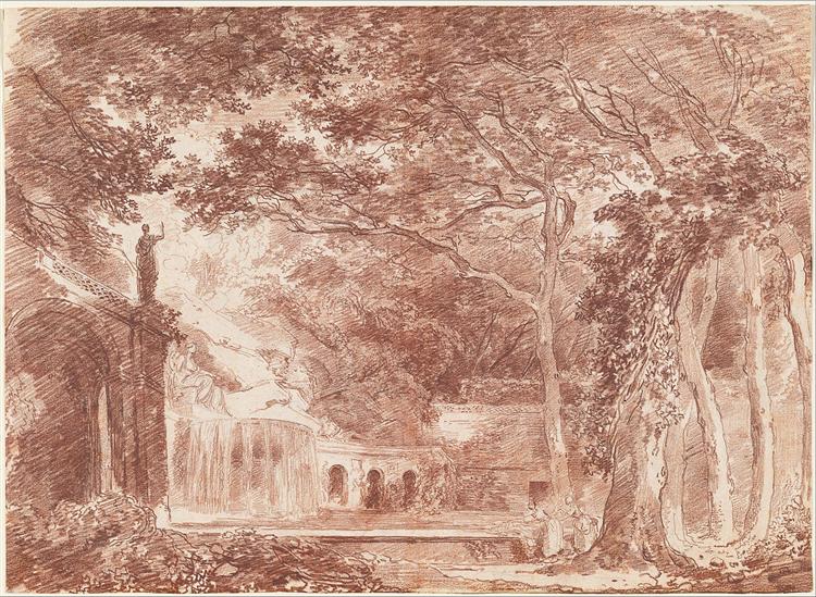 The oval source in the gardens of the Villa d'Esta - Tivoli - 1760