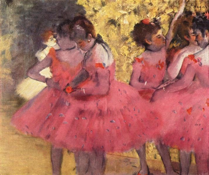 Las Bailarinas Rosas - Antes Del Ballet - 1884