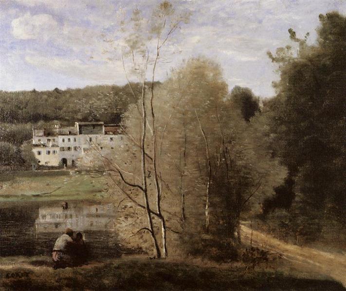 Der Teich und die Cabassud-Häuser in Ville D'Avray – 1860