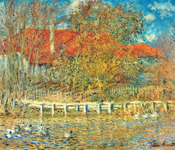 Der Teich mit Enten im Herbst - 1873