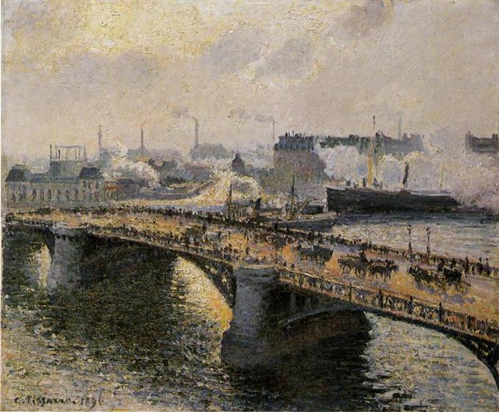 El Pont Boieldieu - Rouen - Puesta De Sol - Tiempo Brumoso - 1896