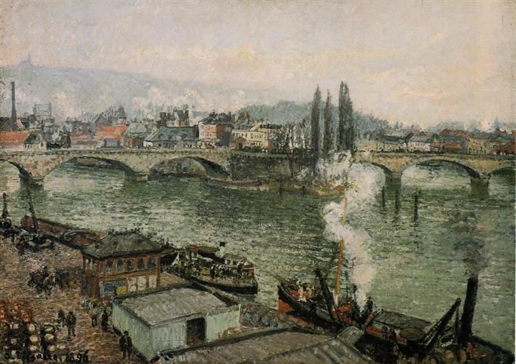 El Pont Corneille - Rouen - Tiempo Gris - 1896