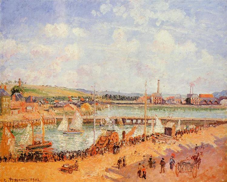 O porto de Dieppe - A maré alta das bacias de Dunquesne e Berrigny - Tarde ensolarada - 1902