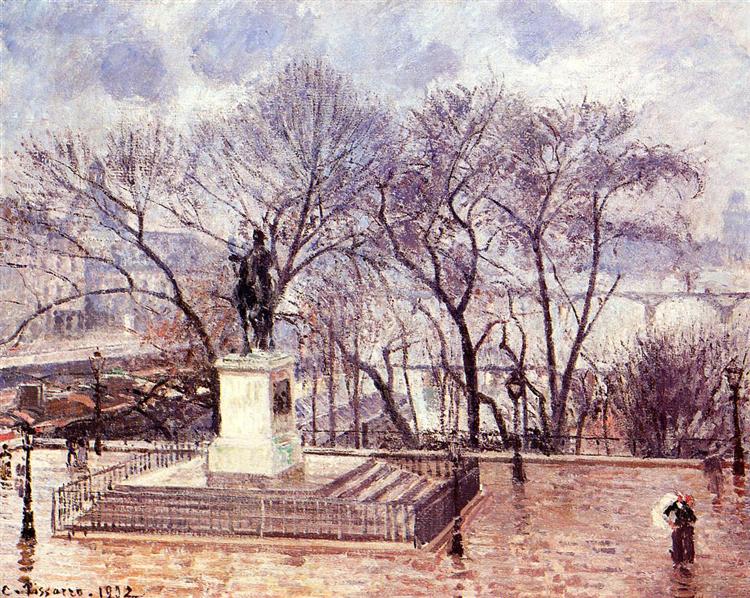 Pont Neufin korkea terassi - Place Henri IV - iltapäivä - sade - 1902