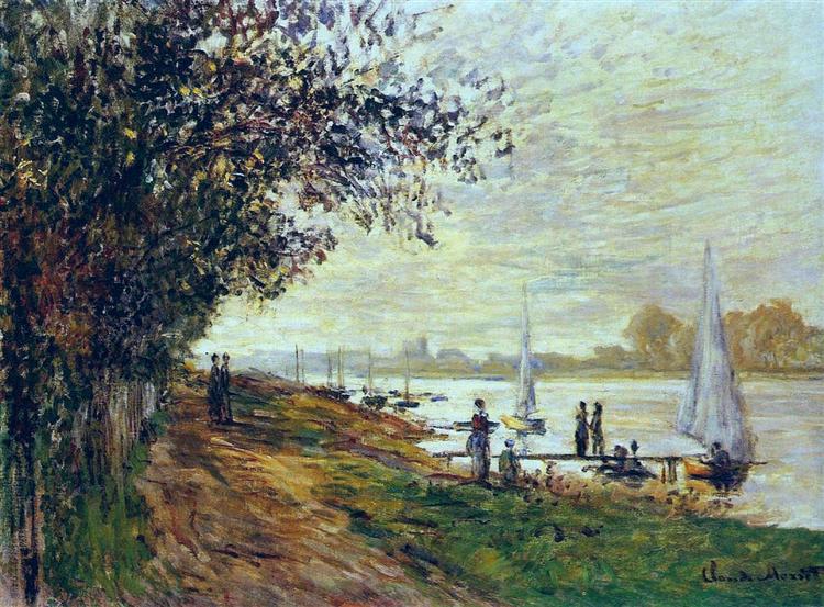 The Riverbank in Petit -Gennevilliers - Sunset - 1875