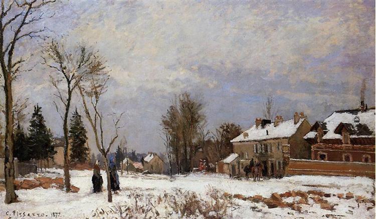 Le chemin de Versailles à Saint Germain - Louvèciens. Effet de neige - 1872