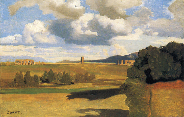 La campagne romaine avec l'aqueduc Claudio - 1828