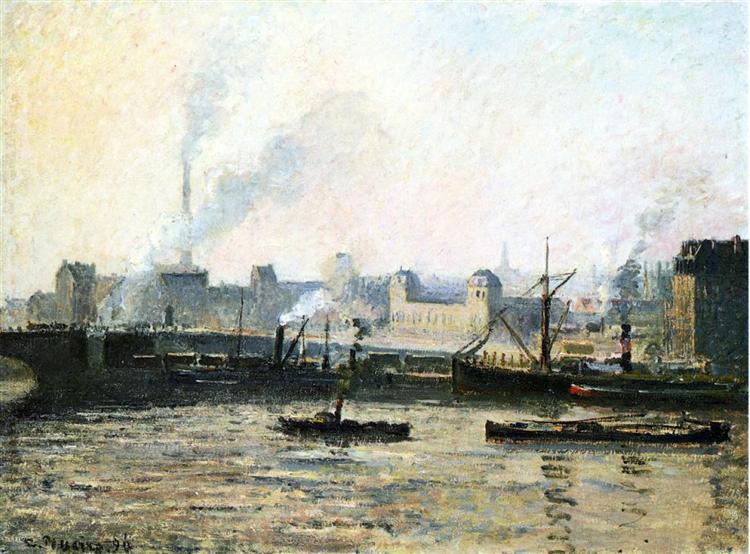 The Saint Sever Bridge in Rouen - Fog - 1896