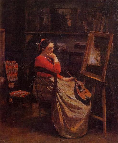 De studie (jonge vrouw met mandolina) - 1866