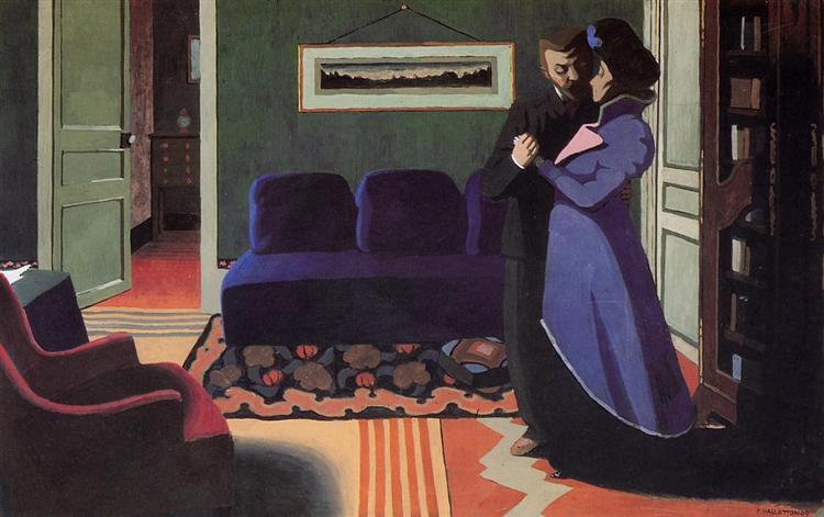 La Visita - Interior Con Sofá Azul - 1899