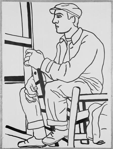 The worker sitting