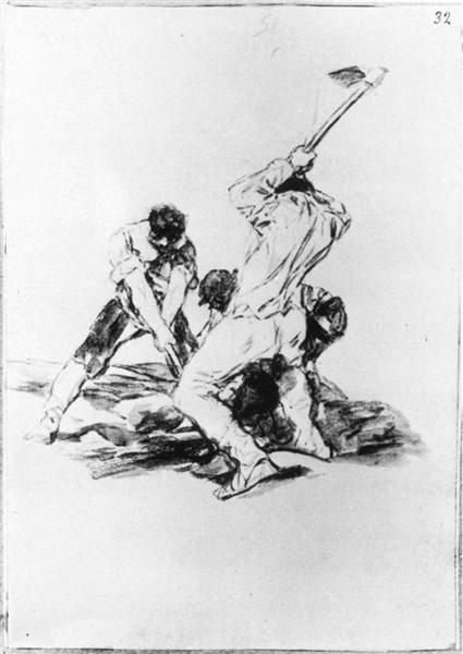 Three Men Digging - 1819